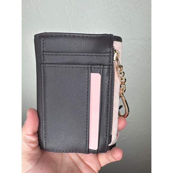 Juicy Couture Pink Quilted Velvet Wallet Card Holder Gold Heart Keychain NWT - Picture 2 of 7